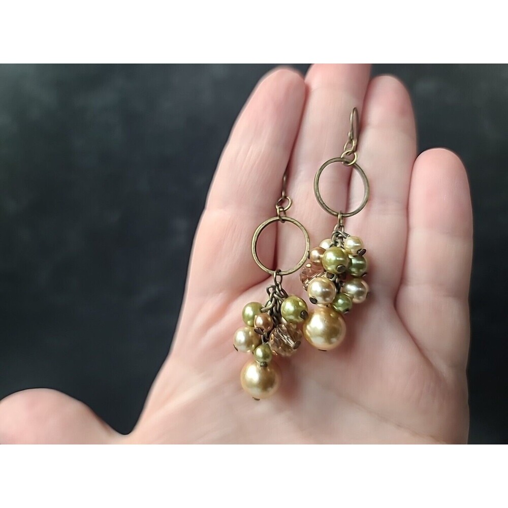 Vintage Faux Pearl Beaded Dangling Earrings